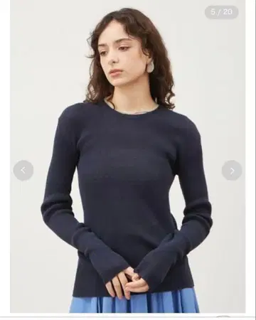 새상품 MilaOwen 코튼 크루넥 리브 풀오버