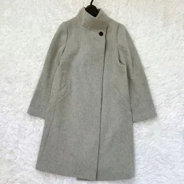 컨디션 최상 언타이틀 울 캐시미어 스탠드 카라 코트 그레이 캐시미어 혼방