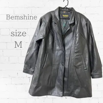 Bemshine 블랙 가죽 자켓 패턴 빅 겨울 아우터 M