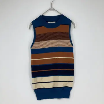 REDYAZEL 스트라이프 슬리브리스 니트 베스트