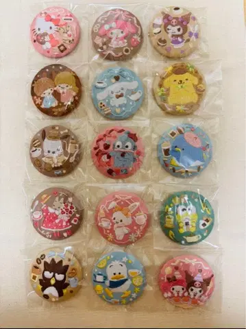 [ 총 15종류 ] 산리오 캐릭터즈 자수 캔뱃지 3 컴플리트 세트
