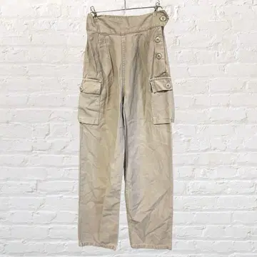 11901 미스틱 하이웨스트 카고 팬츠 베이지 허리밴딩 S