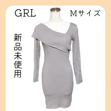 미사용 새상품 GRL 그레일 비대칭 리브 니트 원피스