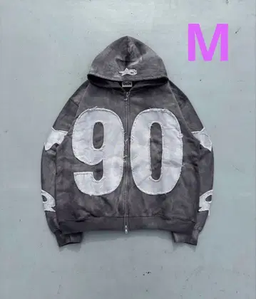 9090 넘버링 위드 스타 로고 집 후디