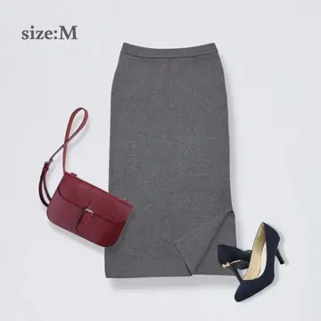 니트 롱 스커트 스트레치 그레이 허리밴딩 퀄리티