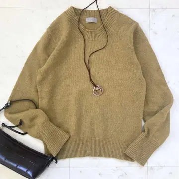 마가렛호웰 캐시미어 울 크루넥 니트 M 카키