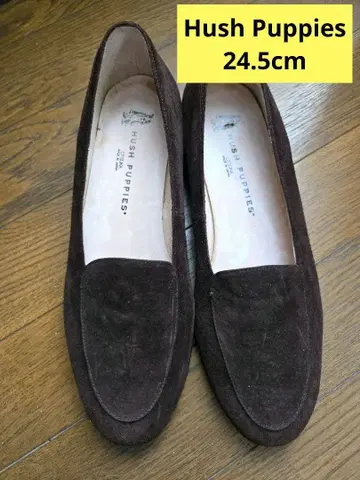 허시파피 브라운 스웨이드 로우힐 펌프스 로퍼 24.5cm