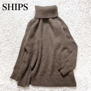 쉽스 알파카 혼방 사이드 슬릿 터틀넥 니트 워셔블 최근 모델