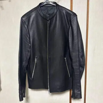 블랙 가죽 싱글 라이더 자켓