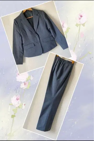 그레이 스트라이프 비즈니스 정장 상하의 세트