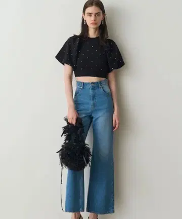 [새상품급] SNIDEL 하이웨스트 데님 팬츠 S