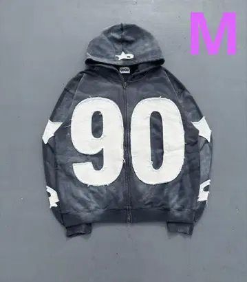 9090 Numbering With Star Logo Zip Hoodie