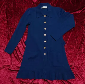 소니아 리키엘 가디건 밑단 프릴 로고 버튼 골드 버튼 아카이브 구멍 있음