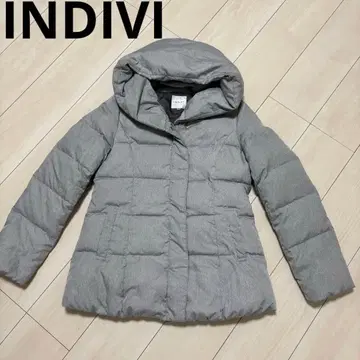 거의 새상품 INDIVI 인디비 다운 후드 부착 M 사이즈 그레이