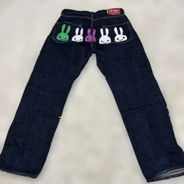 CUNE 32 스트레이트 데님 5연 토끼 다크 네이비