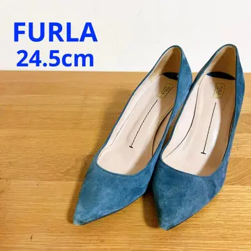 FURLA 블루 코발트 스웨이드 스틸레토 하이힐