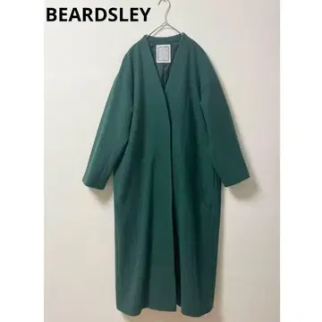 BEARDSLEY 롱 코트 여성용 울 노카라 아우터 그린