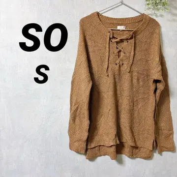 새상품급 SO [ S ] 브라운 니트 레이스업 긴팔 [1점 한정] 루즈핏