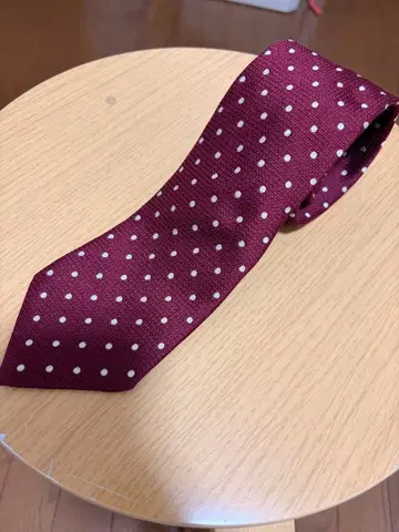 [ 새상품급 ] dunhill 버건디 도트 무늬 넥타이