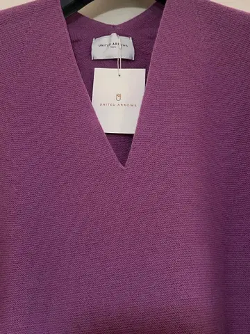 UNITED ARROWS 퍼플 V넥 니트 울 100%