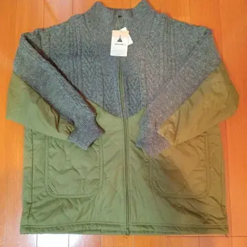 케이블 퀼트 지퍼 블루종