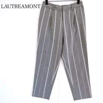 로트레아몽 새상품급 테이퍼드 팬츠 스트라이프 크롭 그레이 턱