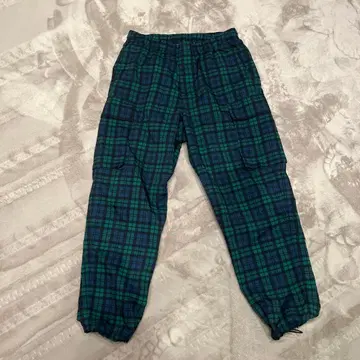 BEAMS 카고 팬츠 그린 블루 체크