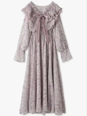 SNIDEL 플리츠 칼라 프린트 원피스