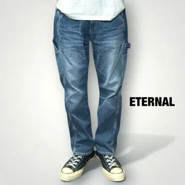 ETERNAL 스트레치 데님 페인터 팬츠 빈티지 가공 오카야마 코지마 L