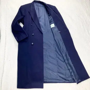 [ 미사용급 ] 캐시미어 100% 더블 체스터 롱 코트 다크 네이비 LL