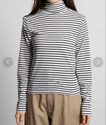 스트라이프 터틀넥 긴팔 상의