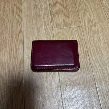 가죽 이단 접이식 지갑 와인 레드