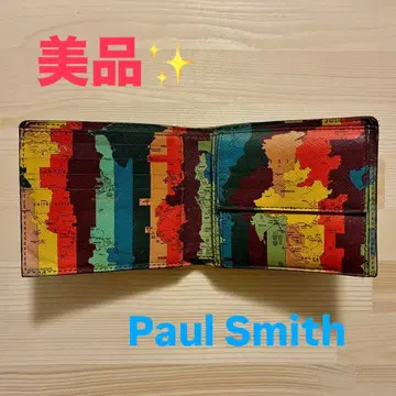 폴스미스 Paul Smith 이단 접이식 지갑 블랙 세계 지도