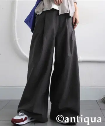 antiqua 린넨 와이드 팬츠 차콜 그레이