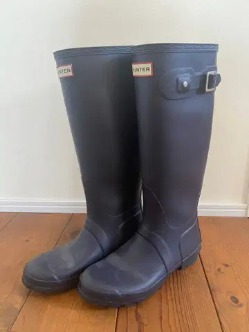 HUNTER 장화 버클 포함 롱 레인부츠