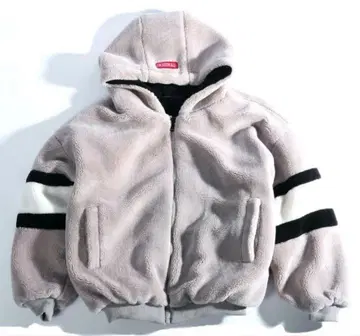 neos 루즈 실루엣 라인 후드 플리스 보아 블루종 겨울 아우터