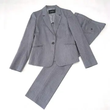 새상품급 그린 라벨 릴랙싱 셋업 그레이 가는 스트라이프 상하의 40