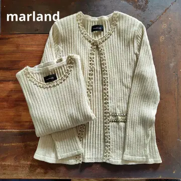 marland 베이지 긴팔 가디건 반팔 니트 앙상블
