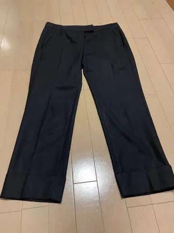 테리 블랙 크롭 팬츠