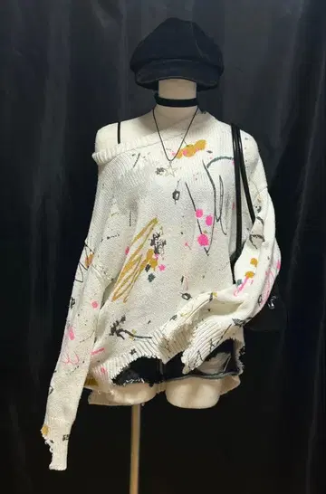 ZARA 니트 페인트풍 컬러 스플래쉬 스웨터