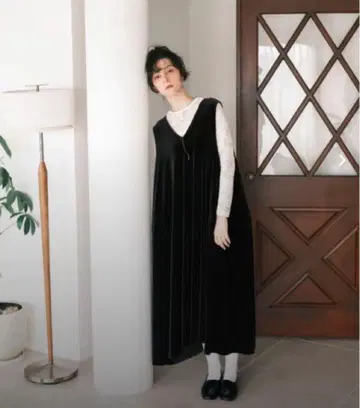 [ 새상품급 ] foufou 후푸 벨로아 원피스 드레스 S(0) 블랙