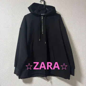 ZARA 새상품급 블랙 하프 지퍼 후드티 M