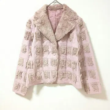 타쿠야 테일러드 자켓 핑크 플리스풍 패치워크 디자인 보아 옷깃