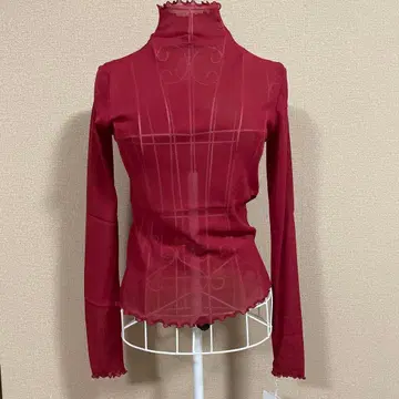 SENSOUNICO 시스루 하이넥 긴팔 상의 빨간색 38