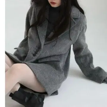 오버 사이즈 체스터 코트 그레이