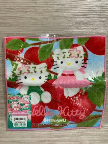 [레어] 한정판 2002년 지역 한정 키티 미니 타월 나가노현 한정 사과