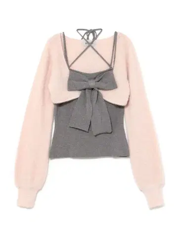 bubbles 리본 니트 앙상블 핑크