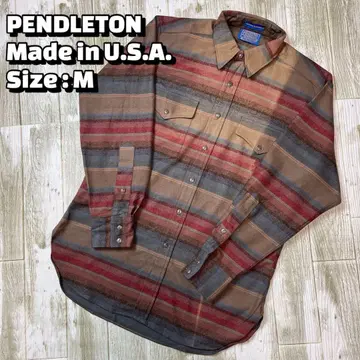 70s PENDLETON 페더턴 울 셔츠 보더 무늬 MADE IN USA
