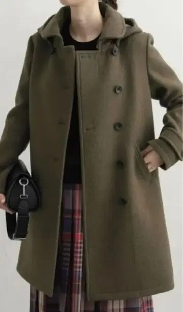 URBAN RESEARCH DOORS 카키 올리브 울 피 코트