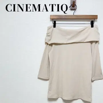 CINEMATIQ 오프숄더 7부 소매 리브 티셔츠 베이지 사이즈 S